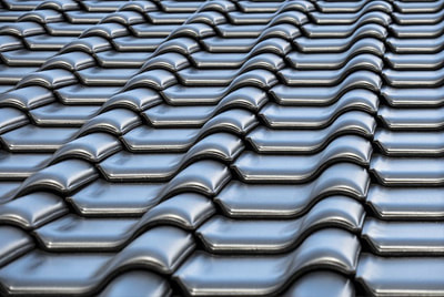 A close up of a tiled roof.